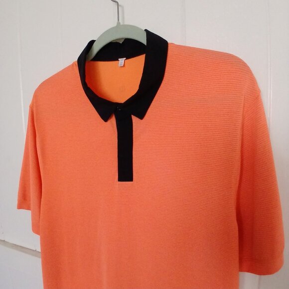Lululemon Shirt Post Practice Polo Mens Large Orange Black Button Down Stretch* - Picture 4 of 13